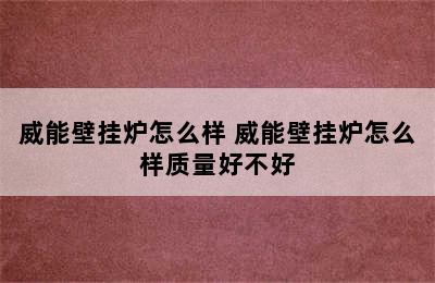 威能壁挂炉怎么样 威能壁挂炉怎么样质量好不好